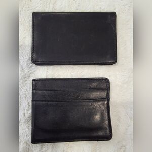 2pc DOPP Satin Cowhide Card Holder & Card Holder W / Money Clip Black